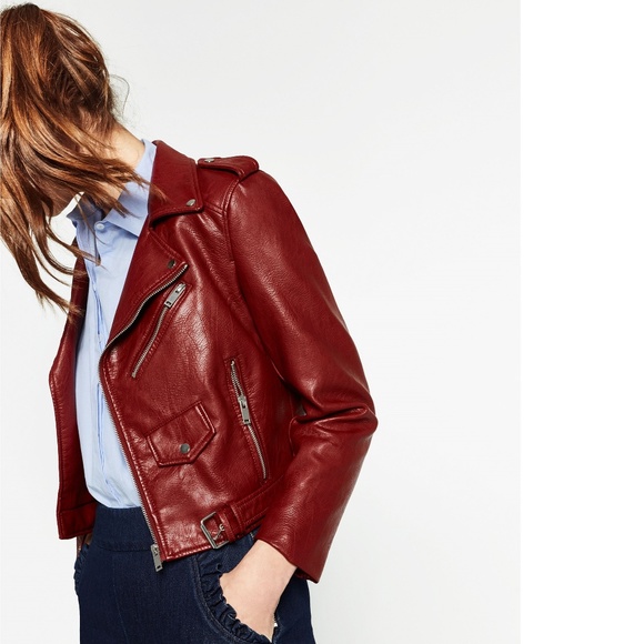 ZARA BASIC Faux Leather Crop Moto Zip Jacket - Picture 3 of 9